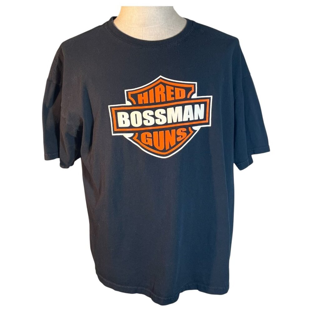 Bossman Hired Guns Graphic T Shirt XL Gildan Black Cocked Locked & Ready To Rock